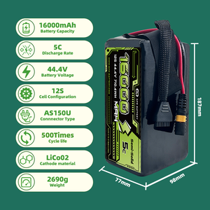 แบตเตอรี่โซลิดสเตท GPR POWER 16000mAh 6S 22.2v 44.4v 300wh/kg 320wh/kg 330wh/kg 350Wh/kg สำหรับโดรน น้ำหนักเบา 500 รอบการใช้งาน - Product Image 2