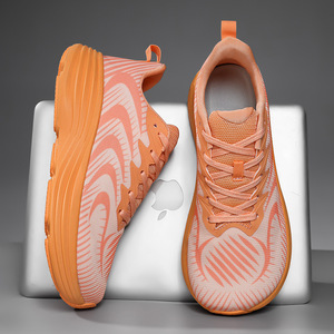 Chaussures de course à bout large pour hommes, baskets d'extérieur décontractées en maille respirante, couleur orange-rouge, taille 39 45 - Product Image 2