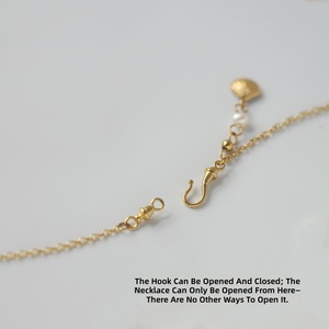 Collar Largo de Acero Inoxidable Francés con Borla de Concha Pequeña y Gancho de <span class=keywords><strong>Marinero</strong></span>, con Perlas Naturales Vintage, que No se Desvanece - Product Image 3