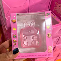Balle sensorielle souple à presser, à remontée lente, en forme de lapin ou d'ours, remplie de vaseline pétrolière, avec paillettes transparentes en forme de cube, pour le jeu sur le bureau