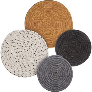 Table en bambou tissé élégant napperon en jute noir Style à carreaux tissu de dentelle imperméable tricoté à la main papier PVC lavable décor de mariage - Product Image 6