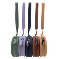 Dompet koin silikon Mini portabel penutup ritsleting kantong kanvas lucu untuk tas Headphone dompet siswa penyimpanan produk lintas batas