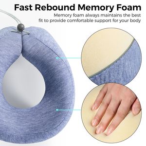 U-Shaped <b>Memory</b> Foam Travel <b>Pillow</b> Blue Purple 28x26x14cm Neck Support For Students Adults Office Use - Product Image 4