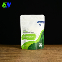 Pochette en papier kraft PLA écologique à impression numérique TUV OK emballage certifié compost pour 20/50 dosettes de linge