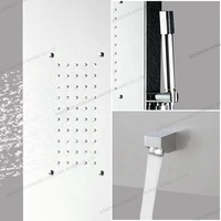 Système de tour de douche en acier inoxydable avec support de plancher Chute d'eau chromée et jets de massage Wal avec corps Ensemble de douche chromé