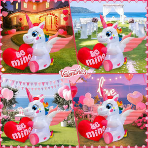 Unicornio Inflable de 1.5 Metros con Luz LED, Resistente al Agua, Alimentado por CC, Sosteniendo un Corazón, Decoración para Jardín, San Valentín, Hogar, Bodas y Fiestas - Product Image 4