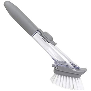 Replaceable Plastic Kitchen Dishwashing Brush with Soap Dispenser and TPR <b>Scrub</b> Head - Product Image 1