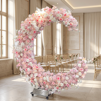 Arche florale en forme de lune, faite à la main, écologique, réglable, réutilisable, en soie, pour mariage, support de toile de fond florale, banquet