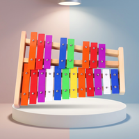 Hot Selling Educational 25-Note Colorful Chromatic Wood & Metal Glockenspiel Xylophone Metal Keys Musical Instrument for Kids