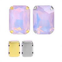 Strass Selina Crystal rectangulaire octogonal opale moka à griffes, à coudre pour accessoires vestimentaires, chaussures, sacs et robes de mariée