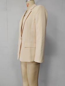 Blazer <span class=keywords><strong>beige</strong></span> pour femme, coupe ajustée, à un bouton, revers cranté, manches longues, élégant, décontracté, veste de travail de bureau - Product Image 2