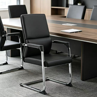 Chaise de bureau moderne en cuir PU rembourrée avec dossier confortable pour invités, chaise de conférence, chaise de bureau