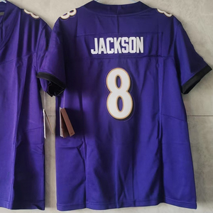 Jersey Sepak Bola Amerika 2026 yang Dapat Disesuaikan Ungu Hitam 8 22 Jahitan Berbahan Mesh Bernapas untuk Penggemar Berkualitas Tinggi Unisex - Product Image 2