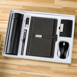 Novo Produto Criativo Corporativo Personalizado Logotipo a5 Notebook com Caneta Cartão de Visita Titular Rato Presente USB Business Gift Set