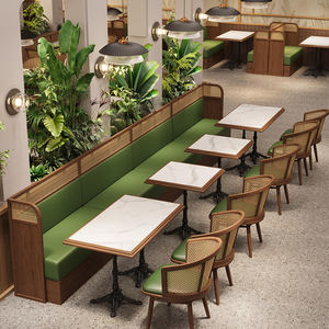 Juego de Muebles de Cuero McDonald's, Minimalistas y de Lujo, con Mesa, Sillas y Bancos de Mármol para Restaurante, Hotel, Cafetería, Dormitorio - Product Image 2