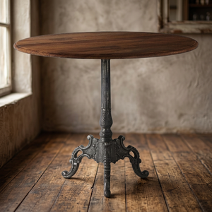 Industrial & Vintage Cast Iron Round Pedestal Dining <b>Table</b> Set with Antique Design for Farmhouse Apartment Outdoor Home Use - Product Image 2