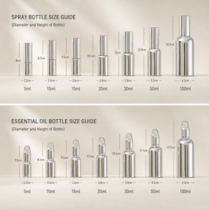 Botella de Vidrio Cosmética Plateada al por Mayor OEM <span class=keywords><strong>con</strong></span> Pulverizador de Niebla Fina, Bola Rodante y Gotero <span class=keywords><strong>para</strong></span> Perfumes y Aceites Esenciales, Logotipo Personalizado - Product Image 6