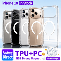 Coques de téléphone portable en gros d'usine pour 18 Pro Max 18 Pro N52, coque antichoc robuste en TPU+PC transparente avec aimant puissant