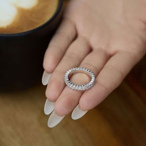 Bague Dylam élégante en argent S925 plaqué rhodium, sertie de zircons cubiques 5A taille baguette, pour mariage, promesse ou fiançailles, bijoux pour femme - Product Image 6