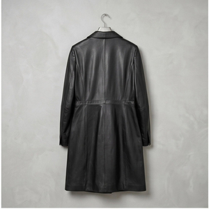 Cappotto <span class=keywords><strong>trench</strong></span> da <span class=keywords><strong>donna</strong></span> in 100% <span class=keywords><strong>pelle</strong></span> di montone, giacca a vita media con trapuntatura a rombi e colletto risvoltabile - Product Image 3