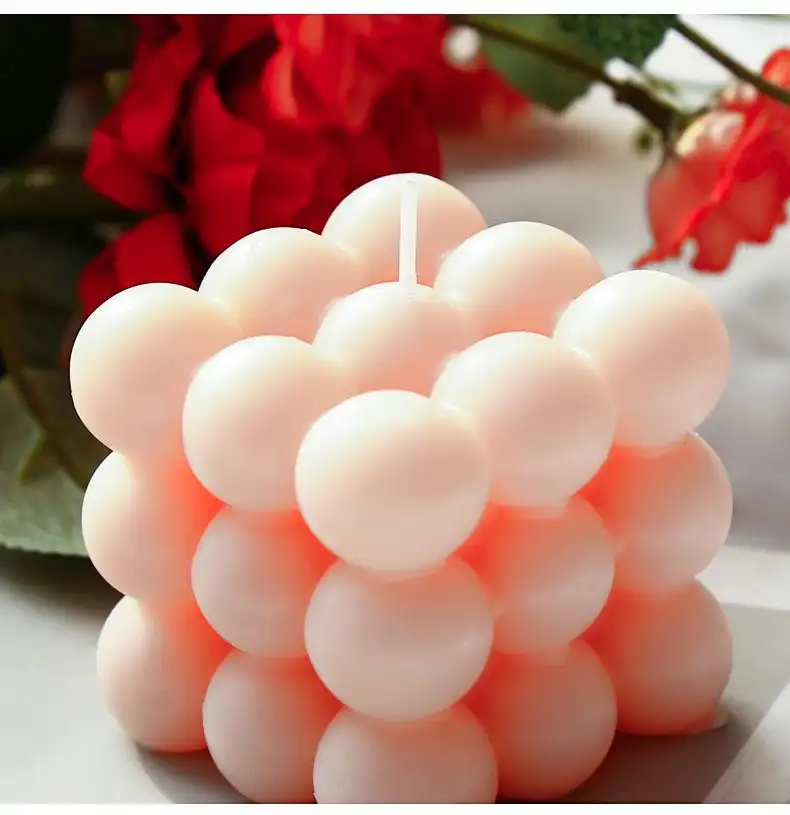 Romantico rotondo cubo di Rubik Bubble Ball aromaterapia Bubble Candle candela di cera di soia profumata colorata Bougie de soja