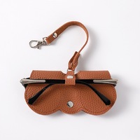 Étui en cuir - Étui à lunettes portable en cuir - Pochette souple pour lunettes de soleil