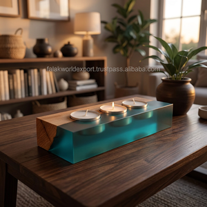Support de bougie chauffe-plat en résine époxy et bois, forme irrégulière, résistant à la chaleur, étanche, très vendu, écologique, décoration d'intérieur - Product Image 4