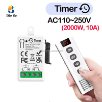 Interrupteur Minuterie Sans Fil 433 MHz avec Télécommande, 110V 220V 10A, Portée 50m, Compte à Rebours 10 Vitesses pour Système Domotique