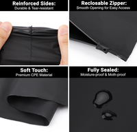 Sacs à fermeture éclair auto-adhésifs noirs mats non transparents, anti-lumière, anti-poussière, pour l'emballage et le stockage