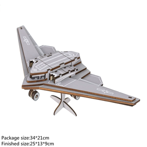 Atacado De Madeira Avião De Lutador Modelo Puzzle DIY <span class=keywords><strong>Aircraft</strong></span> 3D Jigsaw Crianças Brinquedos Presentes Artesanato - Product Image 3