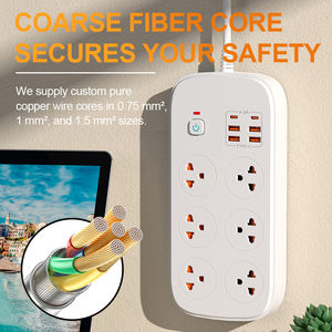 Prise de câble d'extension de multiprise électrique 6 prises de courant Extension de prise de courant Multi prise de courant parasurtenseur - Product Image 3