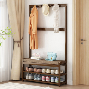 Shoe Changing <b>Bench</b> With Coat Rack Multi Functional Shoe Storage Space Saving Entryway Furniture For Adults - Product Image 1