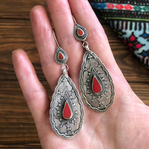 Accessori per gioielli CAOSHI orecchini <span class=keywords><strong>di</strong></span> moda in argento indiani gioielli Vintage etnici Boho orecchini pendenti lunghi per <span class=keywords><strong>donna</strong></span> sposa Gi - Product Image 6