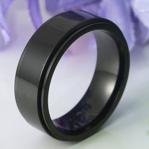 yunnique Rotating <b>Titanium</b> Steel Plain <b>Ring</b> Black Women's Minimalist Jewelry Gift Geometric Design - Product Image 1