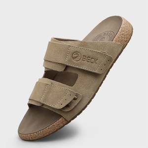 Chaussons d'été pour hommes en cuir PU respirant avec semelle extérieure en caoutchouc, anti-odeur, à boucle, à bout ouvert, style tendance pour le sport - Product Image 3