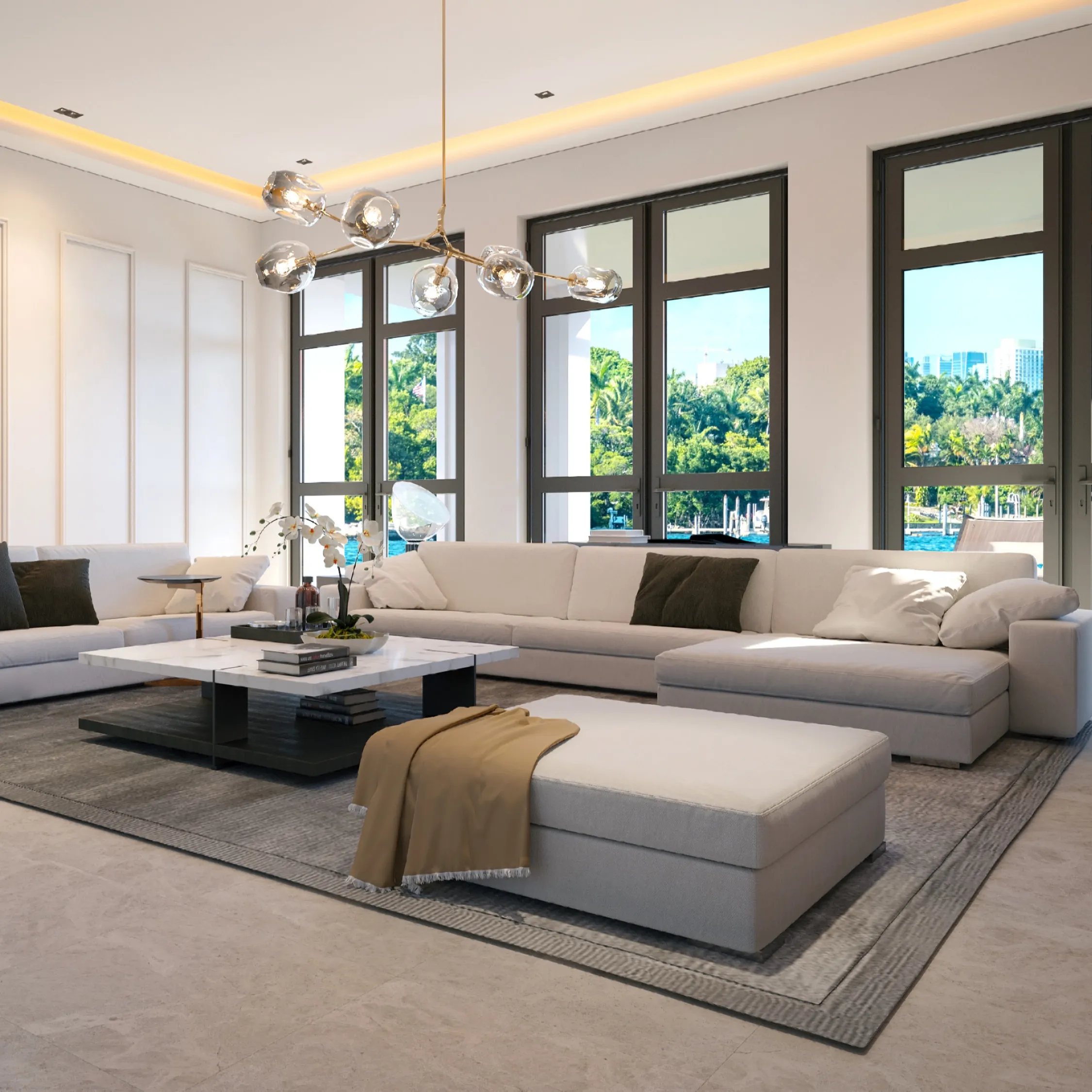 Furnitur Paling Populer Sofa Modern Berbentuk L Sofa Ruang Tamu