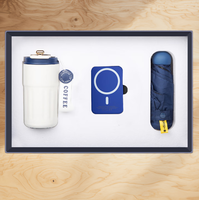 Ensemble cadeau d'entreprise personnalisé fait main avec impression UV - Gobelet isotherme en papier avec couvercle de voyage et boîte cadeau de luxe