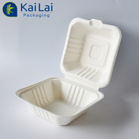 Scatola da pranzo a conchiglia bagassa usa e getta per Fast Food 6 pollici biodegradabile per Hamburger a conchiglia