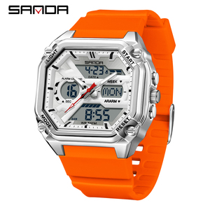 นาฬิกาข้อมือผู้ชาย SANDA 6325 รุ่นขายดี ดีไซน์สปอร์ต หน้าปัดคู่ ฟังก์ชั่นหลากหลาย สาย TPU กันน้ำ เหมาะสำหรับใส่ลำลองและกิจกรรมกลางแจ้ง ของขวัญ - Product Image 2