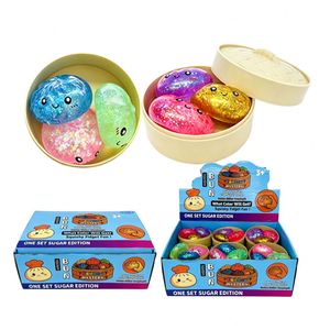 Juguete antiestrés pequeño de Bun Bao con purpurina, textura realista plisada, linda decoración de escritorio, mini juguetes de apretar con forma de dumpling de azúcar - Product Image 1