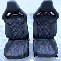 Sièges baquet de luxe sport racing pour voiture, avec panneau en fibre de carbone personnalisé et revêtement en cuir, version améliorée RS pour Audi A3 A4 A5 A6 A7 Q3 Q5 Q7 Q8