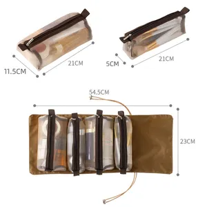 حقيبة مكياج قابلة للطي بتصميم جديد ، حقيبة تنظيم نسائية للسفر مع حقائب تخزين متحركة