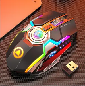 Miniratón de ordenador con luces coloridas para juegos, controlador eléctrico silencioso recargable RGB, inalámbrico, A5, novedad de 2021