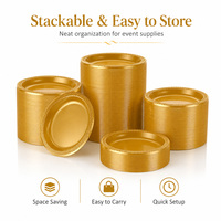 Assiettes en plastique dorées empilables de qualité alimentaire, faciles à nettoyer, rondes, en PS, pour salade, apéritif, dessert