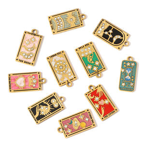 จี้ไพ่ทาโรต์สแตนเลสสำหรับคู่รักคู่รักม่านบังแดดนาฬิกาทรายเคลือบเงาฝังเพทายสำหรับผู้หญิงและผู้ชาย - Product Image 2