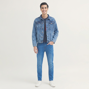 Veste en jean vieilli pour hommes Look rétro robuste pour les hommes à la mode Veste en jean de qualité supérieure et coupe personnalisée - Product Image 1