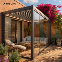 Pergola en aluminium à toit à lamelles sur mesure, imperméable, pour les constructeurs et les entrepreneurs, protection contre le vent pour la cour