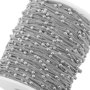 Cadena de acero inoxidable chapada en oro de 18k con cuentas en rollo para la fabricación de joyas 10M H1259 - Product Image 5