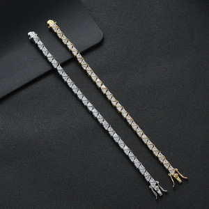 Front and Back Triangle Mix-and-match Tennis <b>Bracelet</b> <b>Copper</b> Inlaid Zirconium Hip-hop Tanjing Fashion Lijing Necklace - Product Image 3