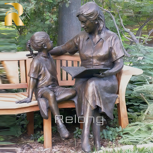<span class=keywords><strong>Livre</strong></span> de lecture pour <span class=keywords><strong>mère</strong></span> et enfants en bronze grandeur nature sur la statue de Bnech - Product Image 2